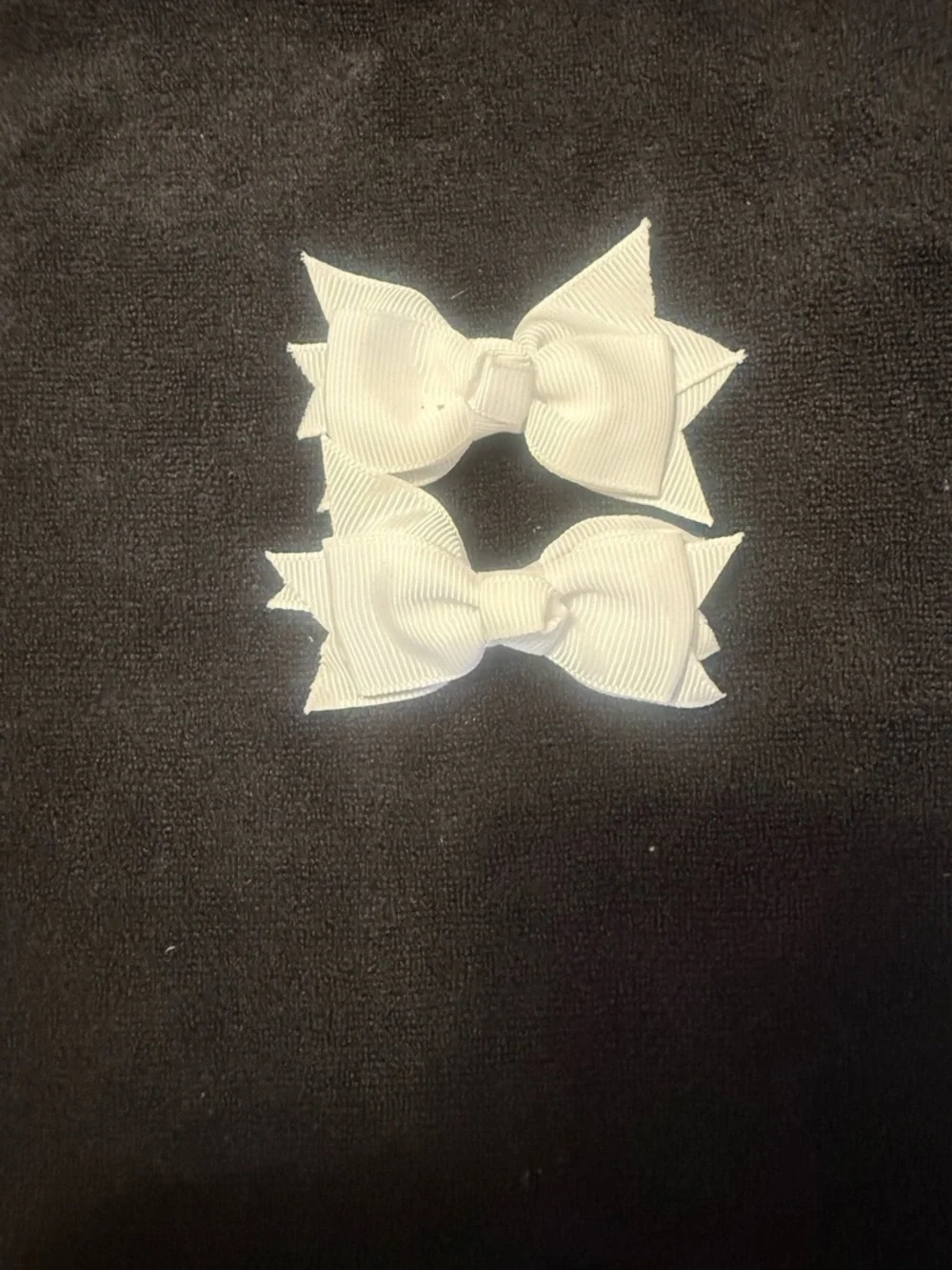 White Girls' Grosgrain Double Hair Bows - Set of 2